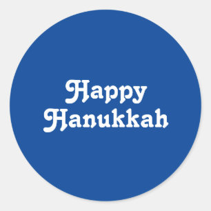 Adesivo Redondo Feliz Hanukkah, feriado azul