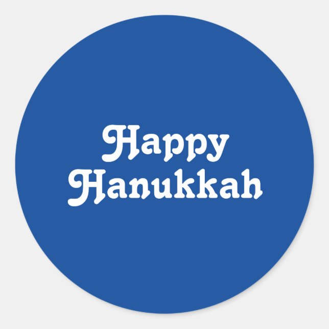 Adesivo Redondo Feliz Hanukkah, feriado azul (Frente)