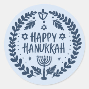 Adesivo Redondo FELIZ HANUKKAH, Grito Moderno Desenho Mão