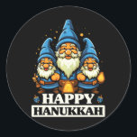 Adesivo Redondo Feliz Hanukkah Judeu Chanukah Judeu Hebraico<br><div class="desc">Feliz Hanukkah Judeu Chanukah Judeu Hebraico</div>