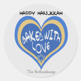 Adesivo Redondo Feliz Hanukkah, Pelado com Amor