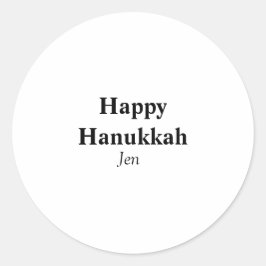 Adesivo Redondo Feliz Hanukkah, seu nome de imagem de texto editáv