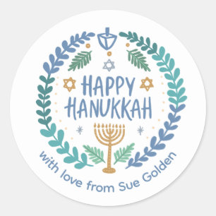 Adesivo Redondo FELIZ HANUKKAH, SEXO Personalizado À Mão