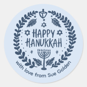 Adesivo Redondo FELIZ HANUKKAH, SEXO Personalizado À Mão