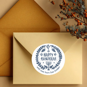 Adesivo Redondo FELIZ HANUKKAH, SEXO Personalizado À Mão