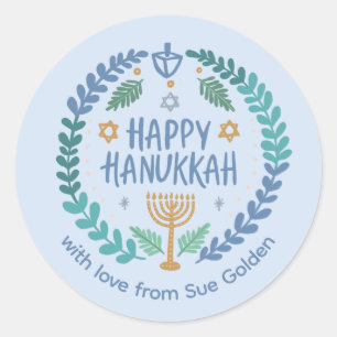 Adesivo Redondo FELIZ HANUKKAH, SEXO Personalizado À Mão