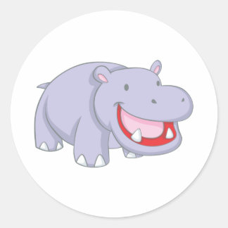 Adesivo Redondo Feliz Hippopotamus