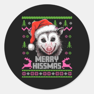 Adesivo Redondo Feliz Hissmas Ogambm Possum Lover Ugly Christmas