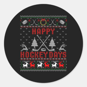 Adesivo Redondo Feliz Hockey Days Divertido Frio Natal
