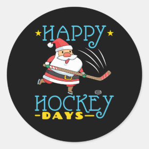 Adesivo Redondo Feliz Hockey Days Papais noeis de Natal