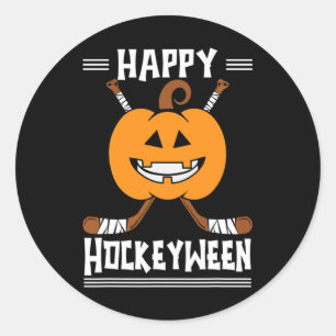 Adesivo Redondo Feliz Hockeybetween Halloween Ice Player and H