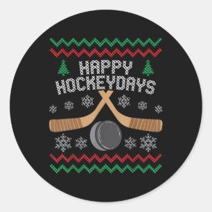 Adesivo Redondo Feliz Hockeyday Ice Hockey Boys de Natal Feio