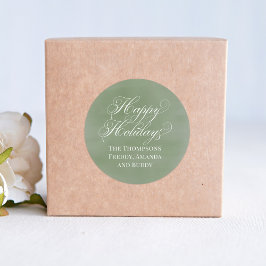 Adesivo Redondo Feliz Holiday Calliografia - Script Green