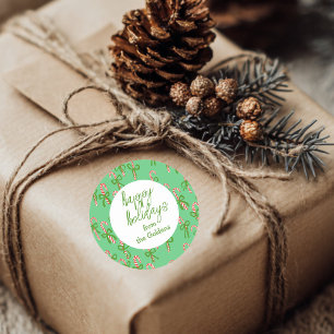 Adesivo Redondo FELIZ HOLIDAYS - Canas de doce personalizadas - Cu