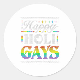 Adesivo Redondo Feliz Holigays Rainbow Gay LGBT Ugly