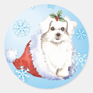 Adesivo Redondo Feliz Howlidays Maltês