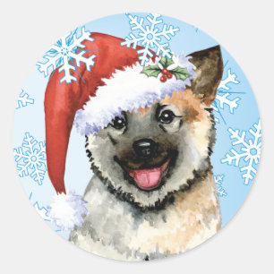 Adesivo Redondo Feliz Howlidays Norueguês Elkhound