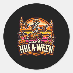 Adesivo Redondo Feliz Hulabetween Spooky Halloween Island Skeleton