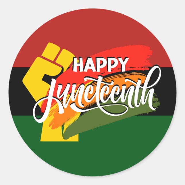 Adesivo Redondo FELIZ JUNETEENTH Pan-Africano (Frente)