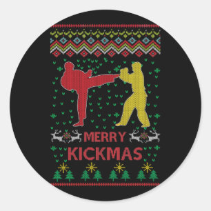 Adesivo Redondo Feliz Kickmas Natal Feio Karate Jiu Jitsu