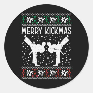 Adesivo Redondo Feliz Kickmas Natal Feio Karate Jiu Jitsu Mart