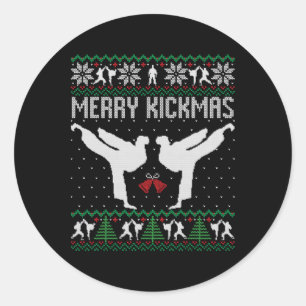 Adesivo Redondo Feliz Kickmas Natal Feio Karate Jiu Jitsu Mart