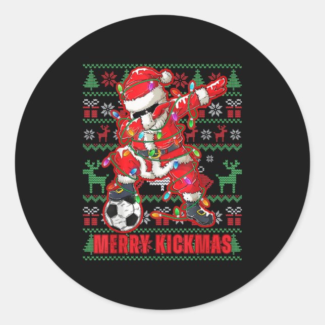 Adesivo Redondo Feliz Kickmas Natal Futebol Ball Ugly Youth Swe (Frente)