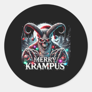 Adesivo Redondo Feliz Krampus Christmas Krampus Está Chegando Na C