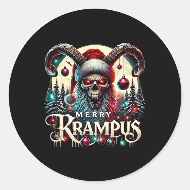 Adesivo Redondo Feliz Krampus Christmas Krampus Está Chegando Na C (Frente)