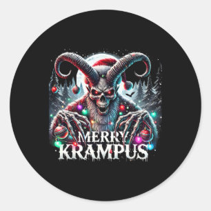 Adesivo Redondo Feliz Krampus Christmas Krampus Está Chegando Na C
