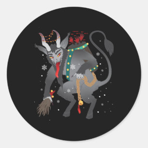 Adesivo Redondo Feliz Krampus Horror Mau de Natal Pajama Mau Pa