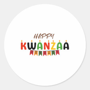 Adesivo Redondo Feliz Kwanzaa - 7 Princípios Das Camisetas Kwanzaa