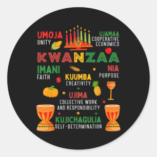 Adesivo Redondo Feliz Kwanzaa 7 Princípios Para Mulheres Kwanzaa H