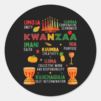 Adesivo Redondo Feliz Kwanzaa 7 Princípios Para Mulheres Kwanzaa H