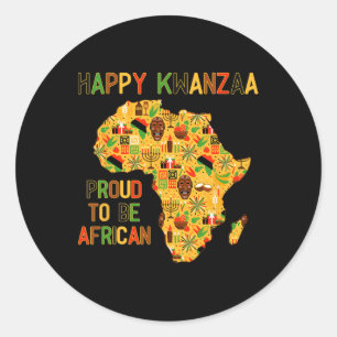Adesivo Redondo Feliz Kwanzaa África Mapa 7 Princípios Celebração