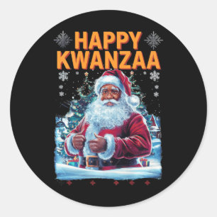 Adesivo Redondo Feliz Kwanzaa Feliz Natal Africano Hoi