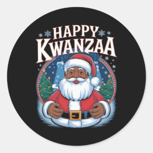 Adesivo Redondo Feliz Kwanzaa Feliz Natal Africano Hoi