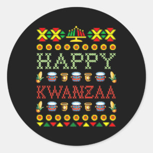 Adesivo Redondo Feliz Kwanzaa Feliz Natal Afro-Americano