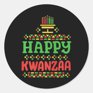 Adesivo Redondo Feliz Kwanzaa Feliz Natal Homens Africanos America