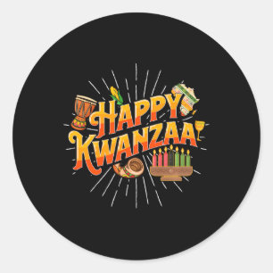 Adesivo Redondo Feliz Kwanzaa - Festival do Patrimônio Africano Am