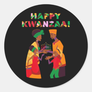 Adesivo Redondo Feliz Kwanzaa Kinara-sete Velas Princípios De K