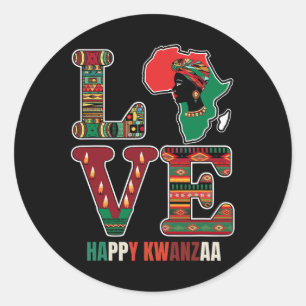 Adesivo Redondo Feliz Kwanzaa Kinara-sete Velas Princípios De K