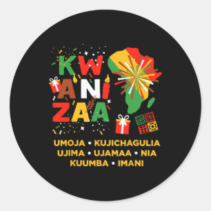 Adesivo Redondo Feliz Kwanzaa Kinara Sete Velas Princípios De K