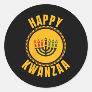 Adesivo Redondo Feliz Kwanzaa Kinara-sete Velas Princípios De K