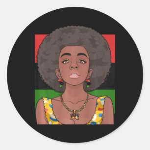 Adesivo Redondo Feliz Kwanzaa Pan African Flag Mulher Negra Sete P