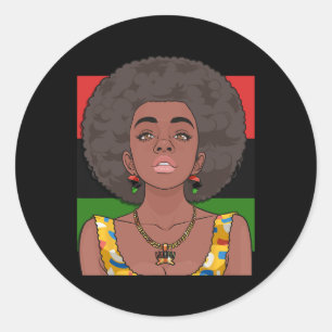 Adesivo Redondo Feliz Kwanzaa Pan African Flag Mulher Negra Sete P