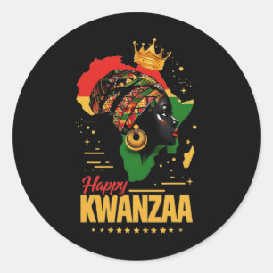 Adesivo Redondo Feliz Kwanzaa Sete Princípios Das Mulheres Kwanzaa