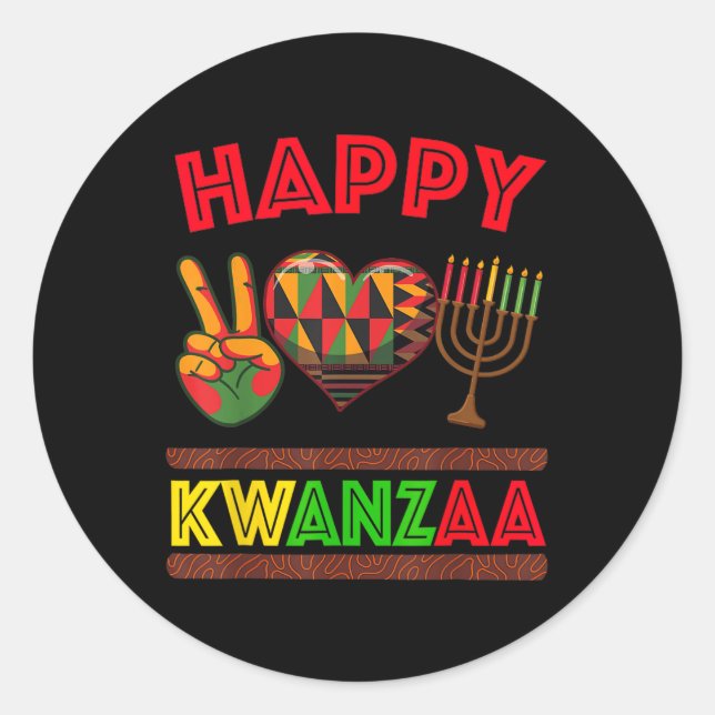 Adesivo Redondo Feliz Kwanzaa Sete Princípios Das Mulheres Kwanzaa (Frente)