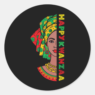 Adesivo Redondo Feliz Kwanzaa Sete Princípios Das Mulheres Kwanzaa