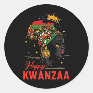 Adesivo Redondo Feliz Kwanzaa Sete Princípios Das Mulheres Kwanzaa